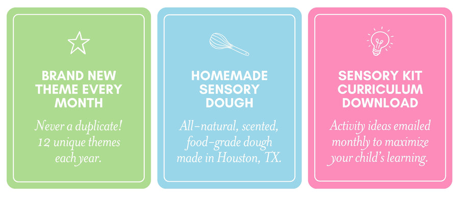 Sensory Kit Subscription Benefits Cards with Icons