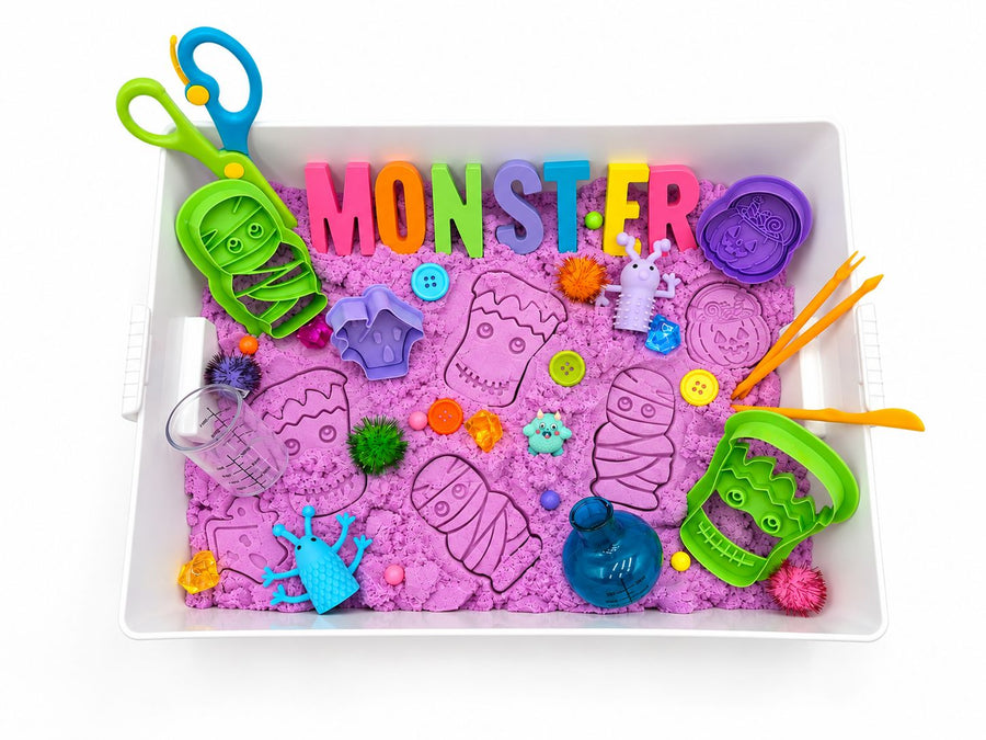 Colorful Monster Sensory Sand Bin Sensory Bin Young, Wild & Friedman 