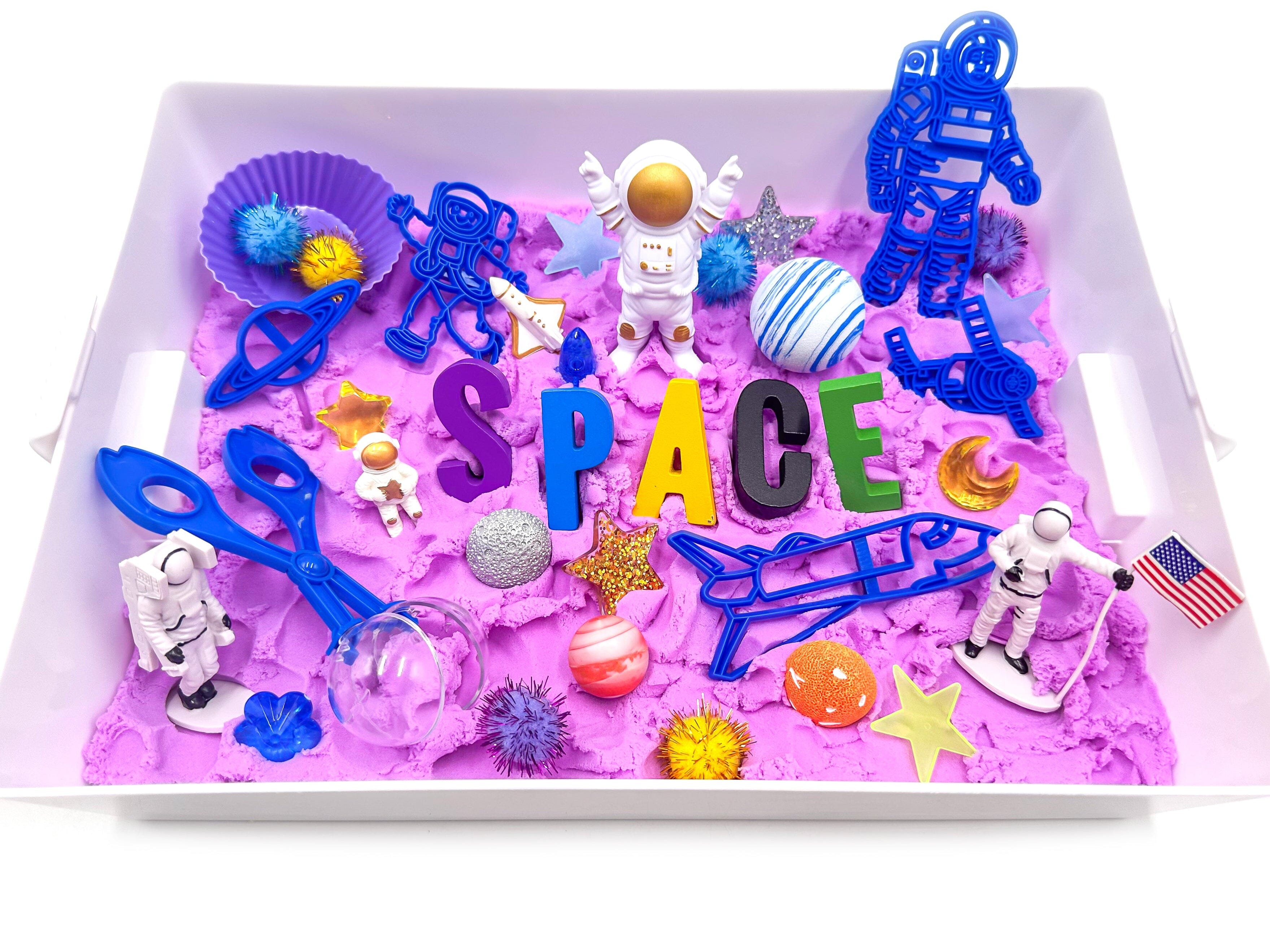 Space Sensory Bin - Kinetic Sand Sensory Bin Young, Wild & Friedman 