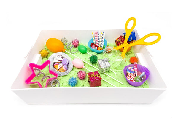 Birthday Sensory Bin - Kinetic Sand Sensory Bin Young, Wild & Friedman 