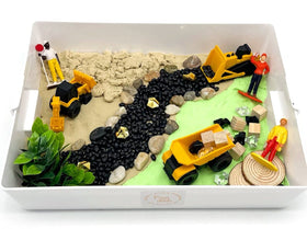 Construction Sensory Bin - Kinetic Sand